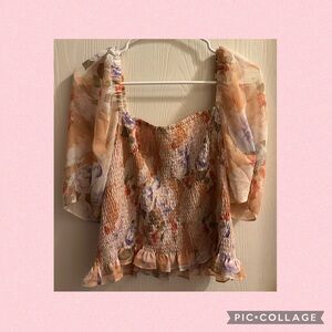 Express floral smocked top